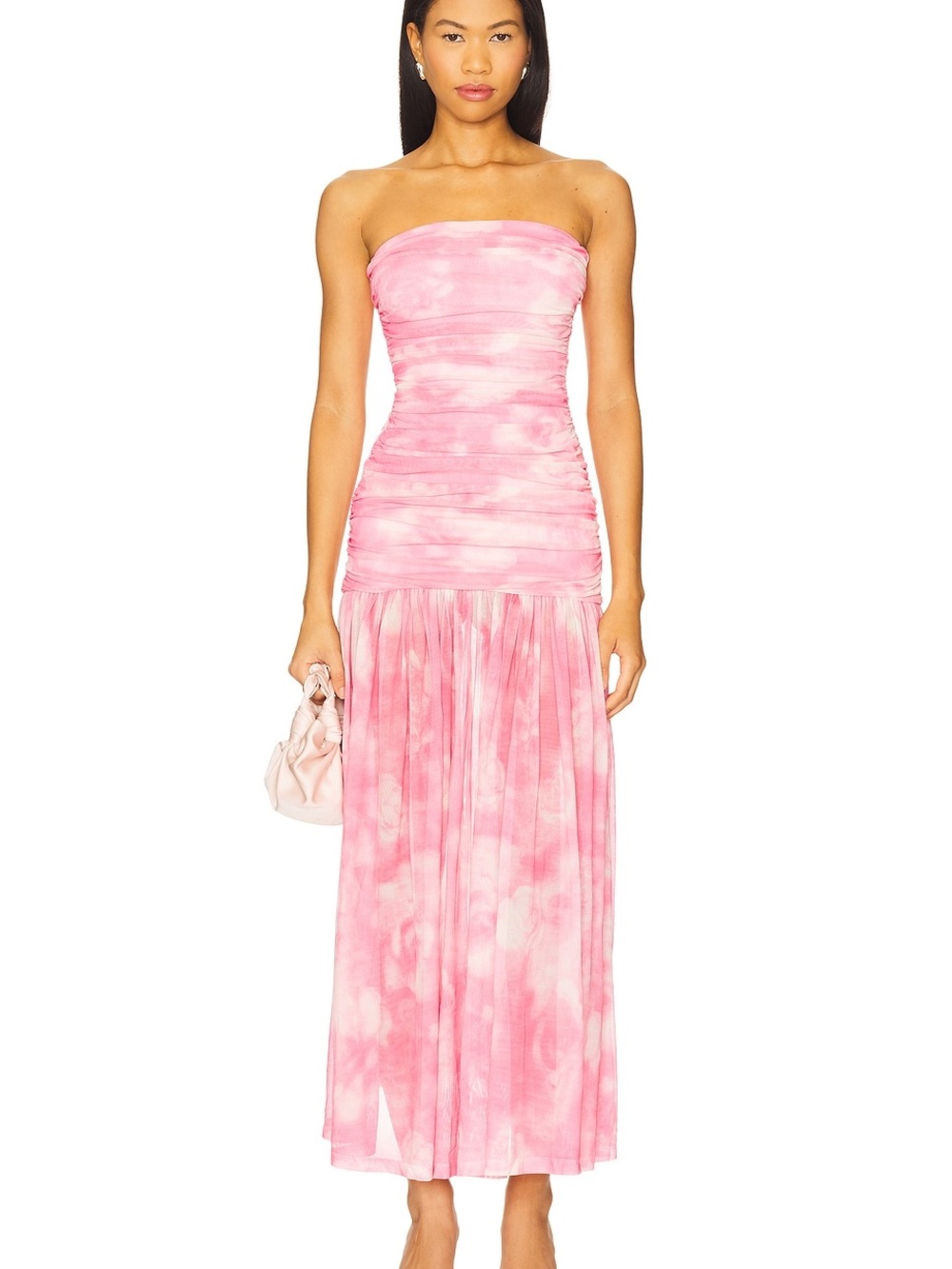 Bardot Pink Tie-Dye Strapless Maxi Dress